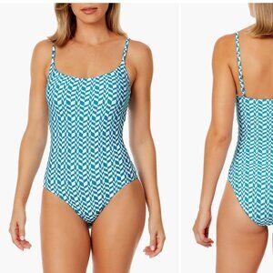 NWOT One Piece Swim size 10 ANNE COLE / BLUE AND WHITE